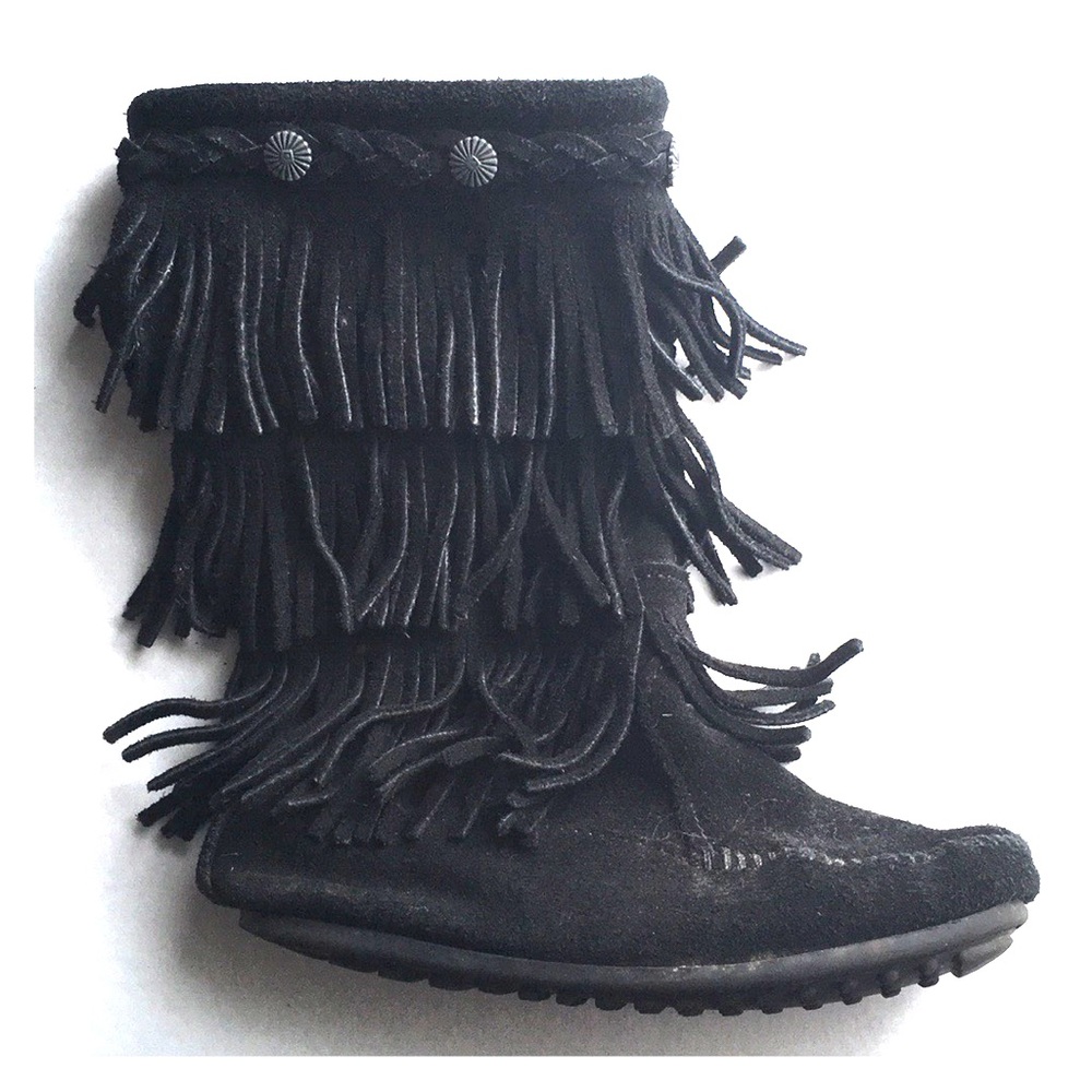 Minnetonka tall fringe boots